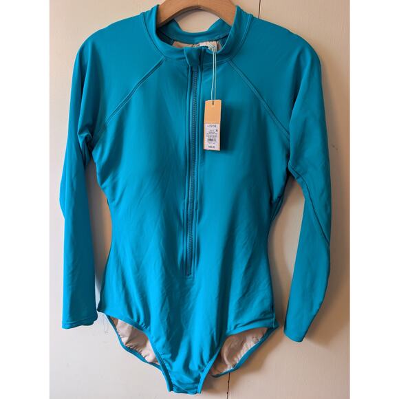 Kona Sol Blue Long Sleeve Swimsuit - Picture 8 of 13